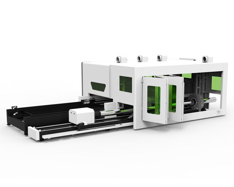 Enclosed Sheet & Tube Metal Fiber Laser Cutting Machine with Protective Cover and Exchange Table