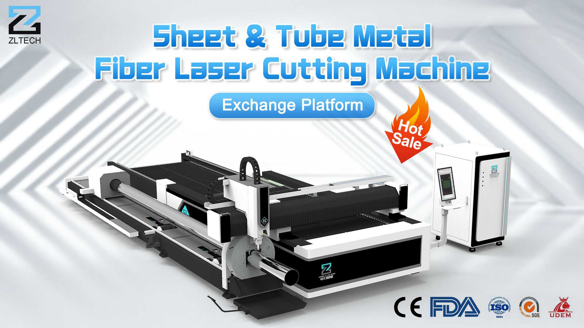 Sheet and Tube Metal Fiber Laser Cutting Machine with Exchanging Table