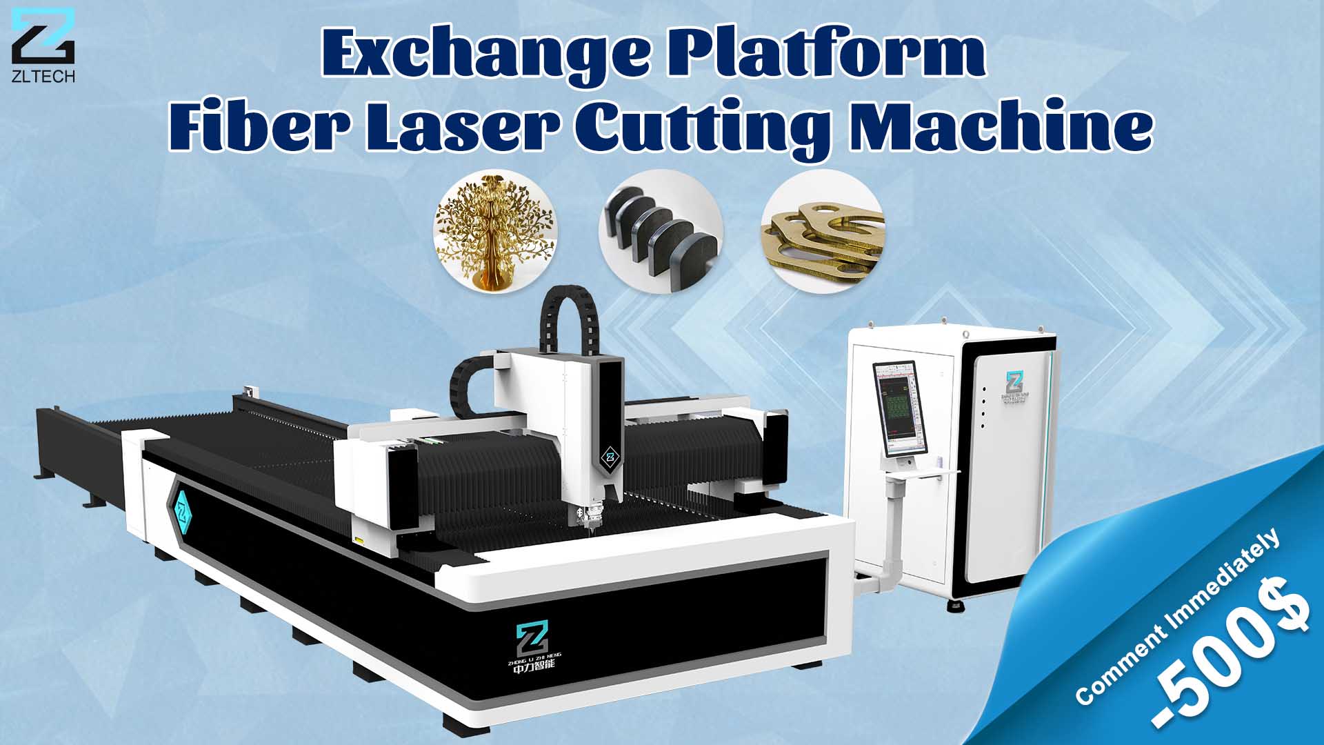 Sheet Metal Fiber Laser Cutting Machine Metal Laser Cutter With Exchange Platform