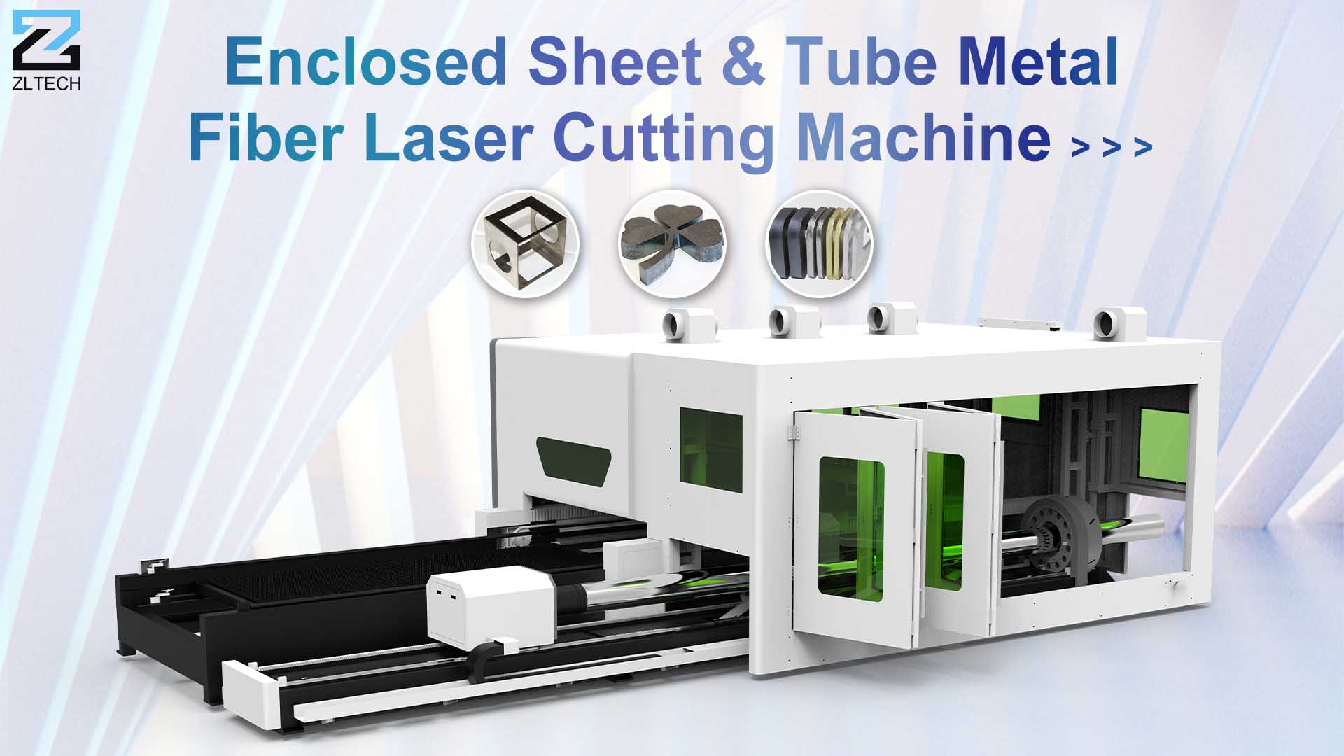 Enclosed Sheet & Tube Metal Fiber Laser Cutting Machine with Protective Cover and Exchange Table